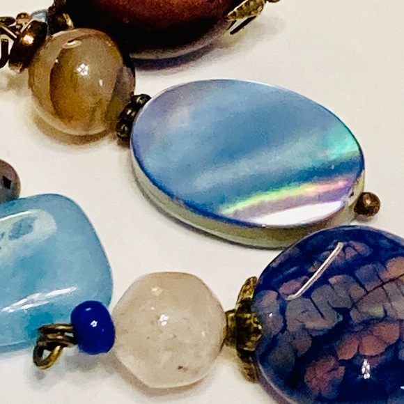 ENERGY Multi-Gemstone Assemblage Style BOHO Necklace & Jasper MOP Earrings - Picture 15 of 16